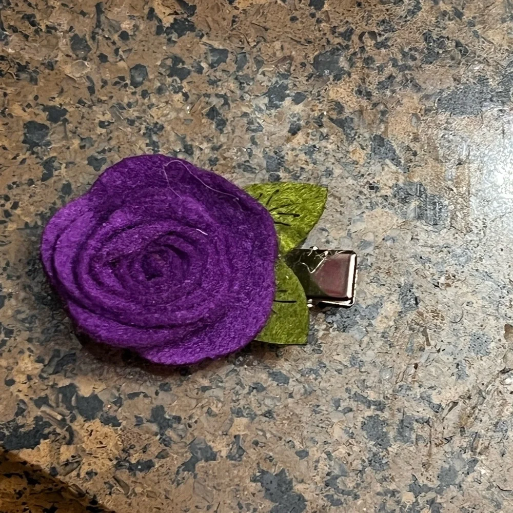 Kids Rose Flower Purple Hair Clips